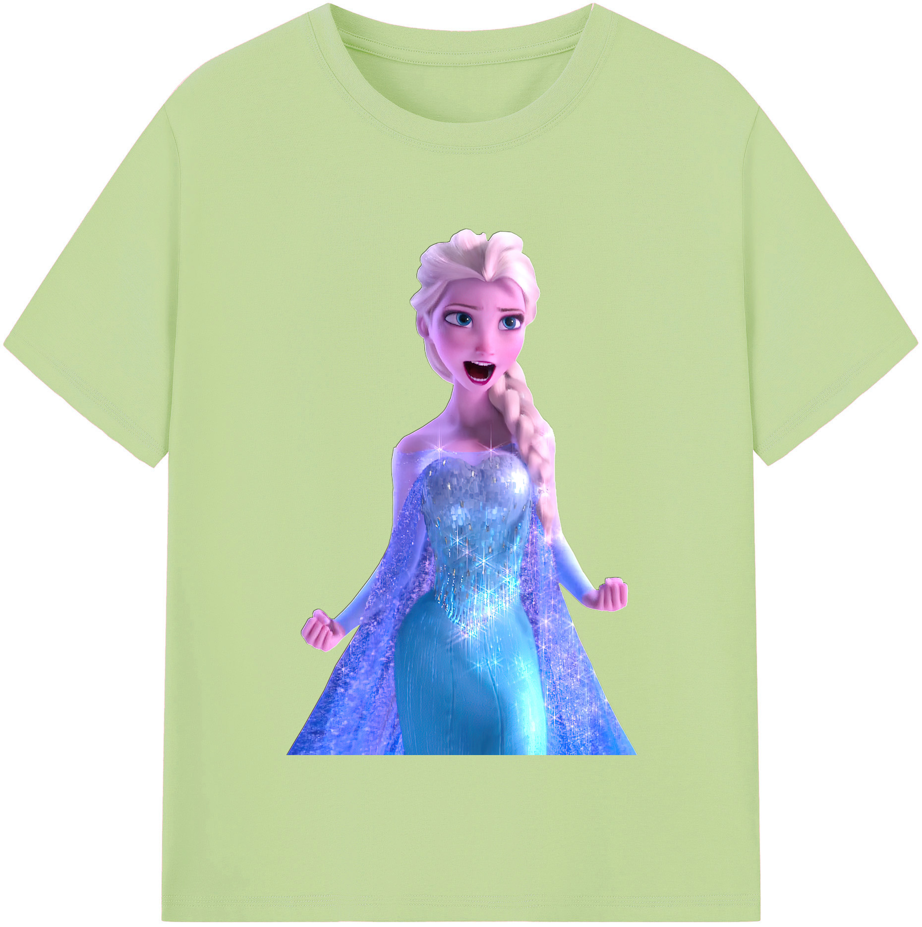 （画像用） アナと雪の女王 アンナ エルサ Frozen Anna Elsa 綿100％半袖Tシャツ（フロントプリント）